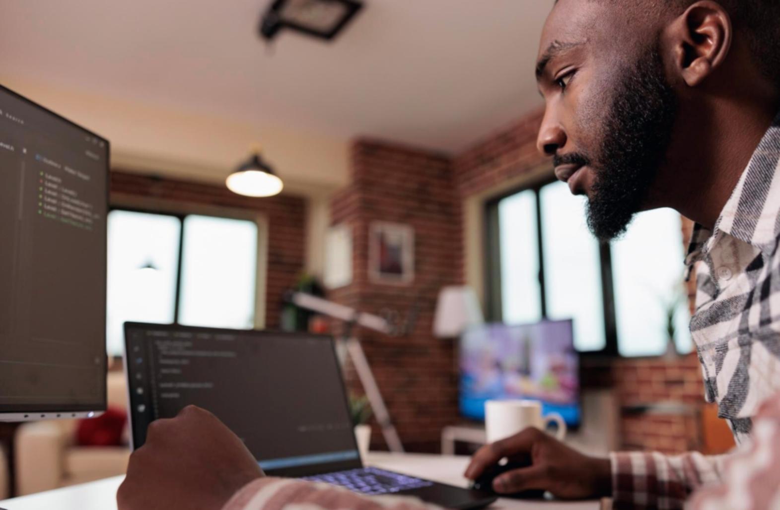 A student working through a front-end development session on nortriva